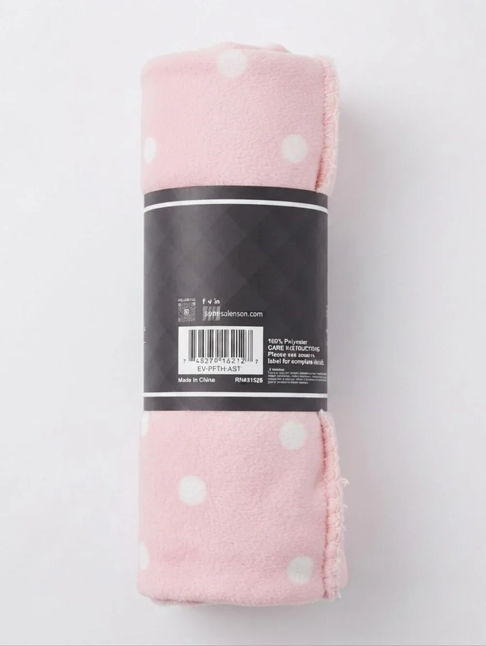 NWT Evoke Home Pink Polka Dot Fleece Throw Blanket 50x60